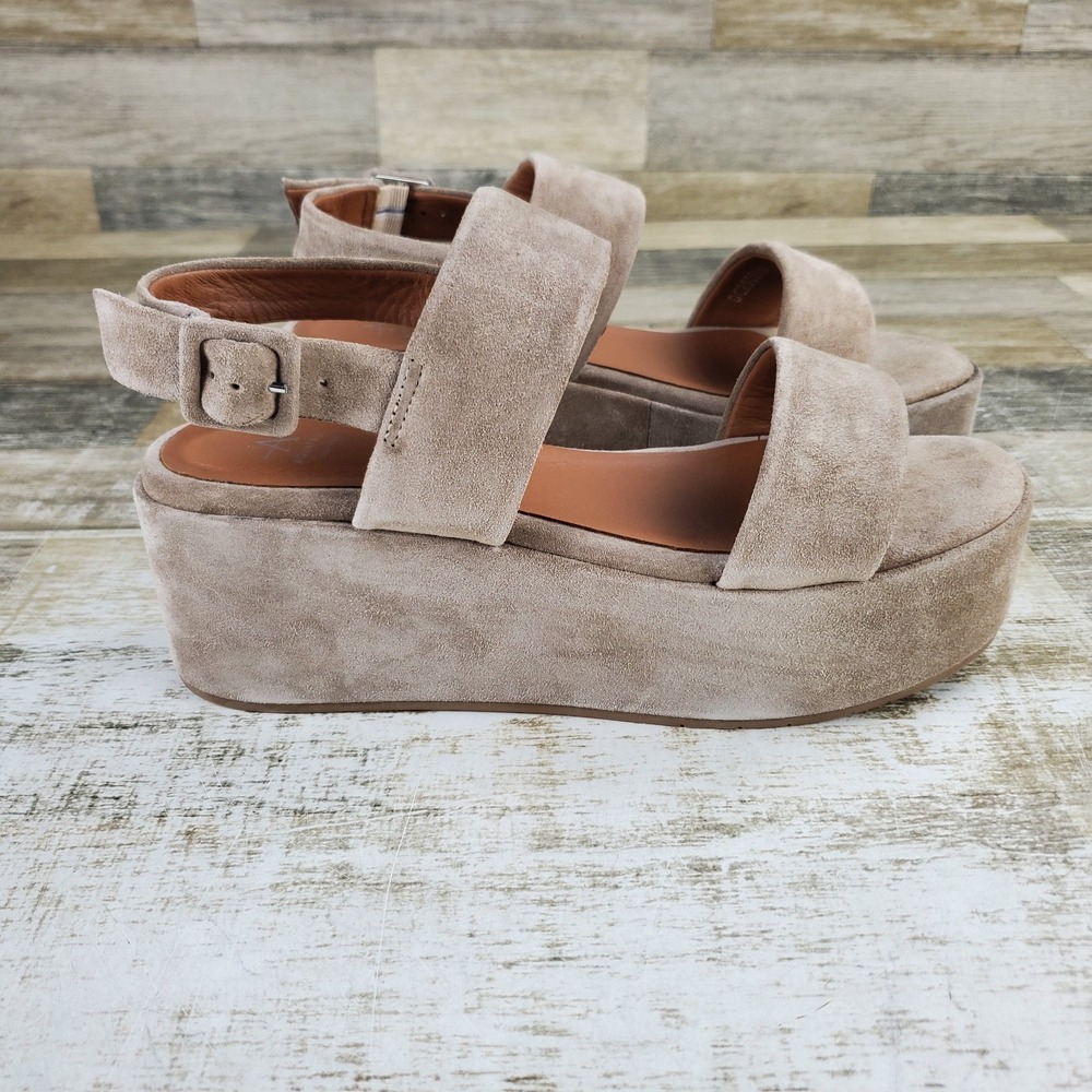 Aquatalia Dinah Shell Womens Platform Wedge Sandals Sz 11 M Mushroom Suede
